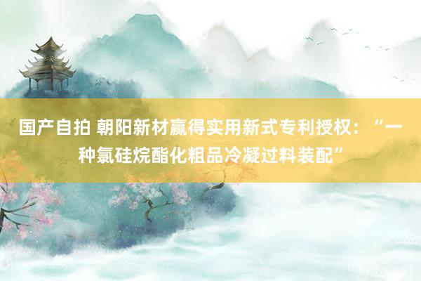 国产自拍 朝阳新材赢得实用新式专利授权：“一种氯硅烷酯化粗品冷凝过料装配”