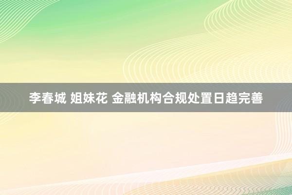 李春城 姐妹花 金融机构合规处置日趋完善