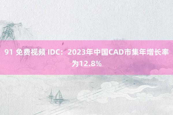 91 免费视频 IDC：2023年中国CAD市集年增长率为12.8%