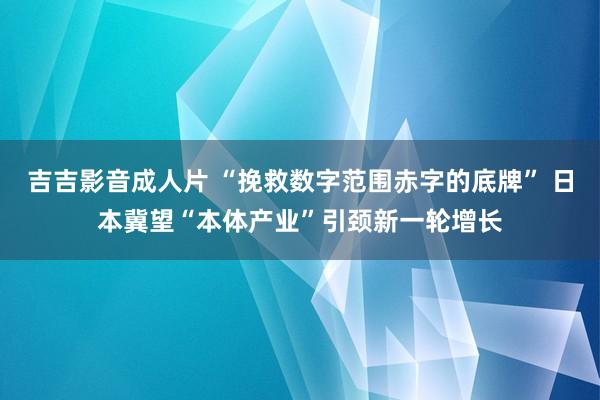 吉吉影音成人片 “挽救数字范围赤字的底牌” 日本冀望“本体产业”引颈新一轮增长